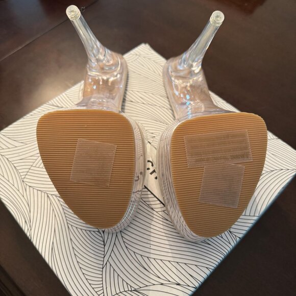 Chase & Chloe Open Toe Clear Transparent Stiletto High Heels Platform Sandals - Picture 4 of 9